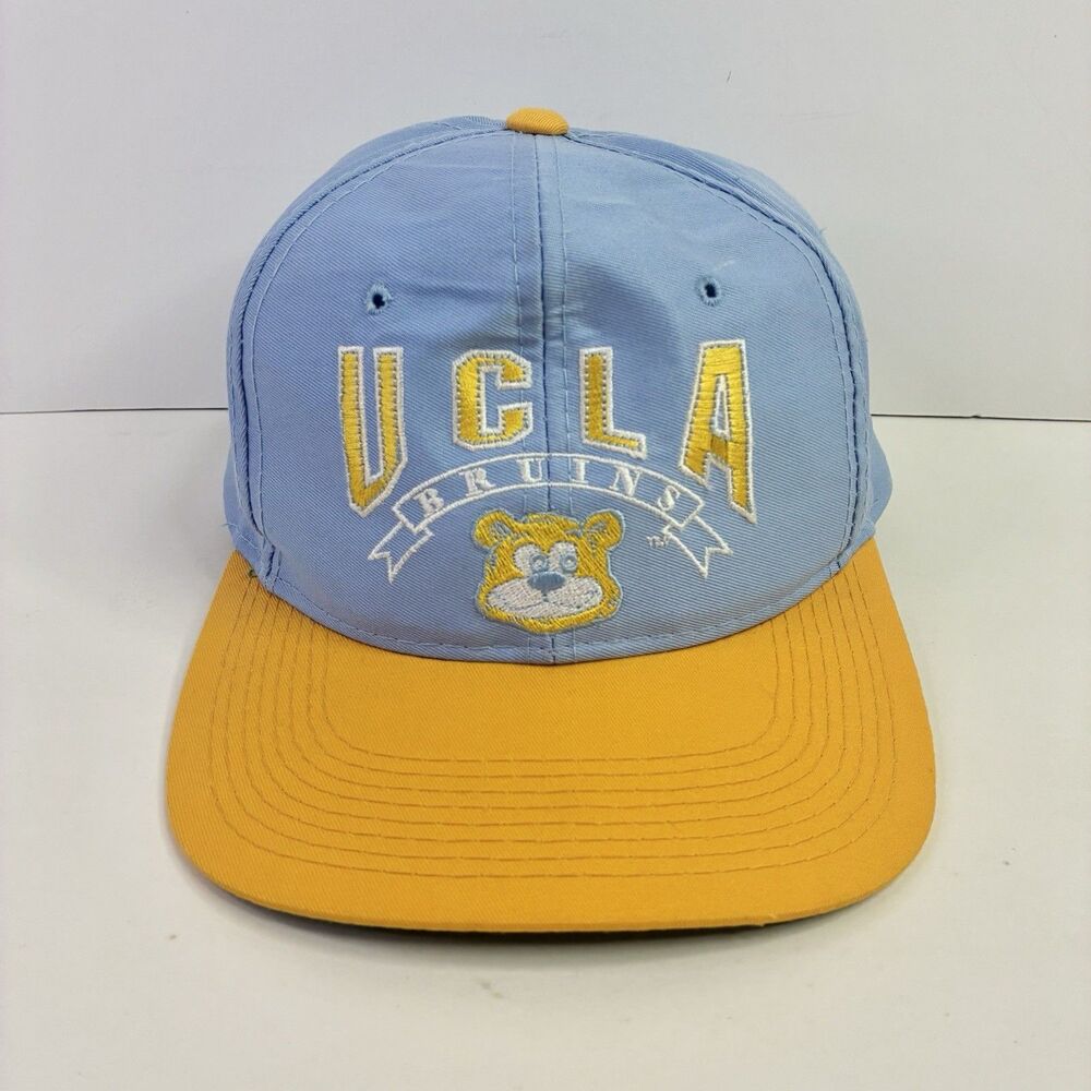 VTG UCLA BRUINS Hat Snapback Cap NCAA USA The Game 90s Bear Powder Blue Yellow